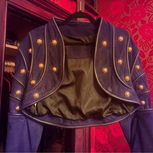Jean Claude Jitrois designer leather shrug with gold accents